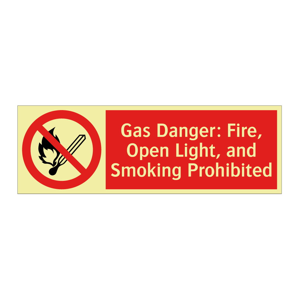 Gas Danger: Fire, Open Light, and Smoking Prohibited