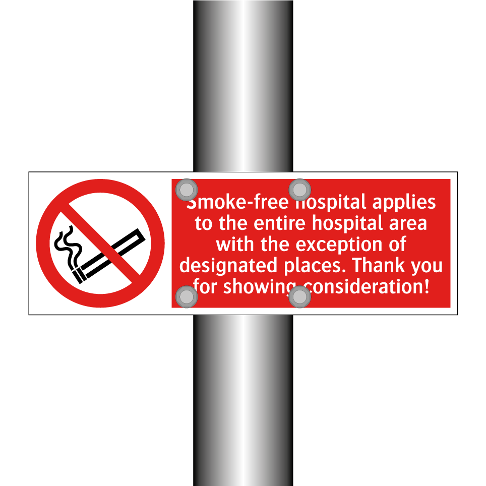 Smoke-free hospital applies to the entire hospital area with the exception of designated places. Thank you for showing consideration!