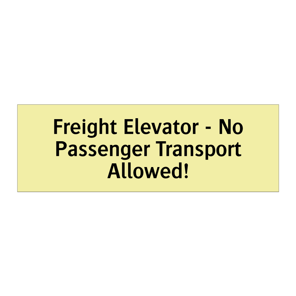 Freight Elevator - No Passenger Transport Allowed!