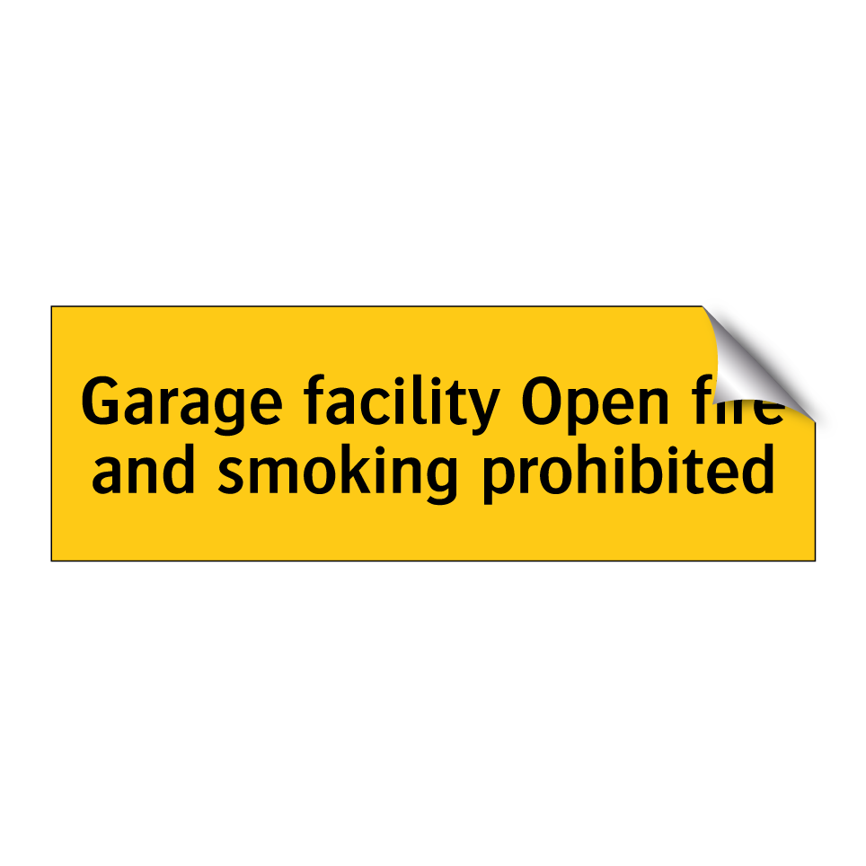 Garage facility Open fire and smoking prohibited
