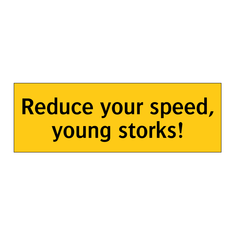 Reduce your speed, young storks!