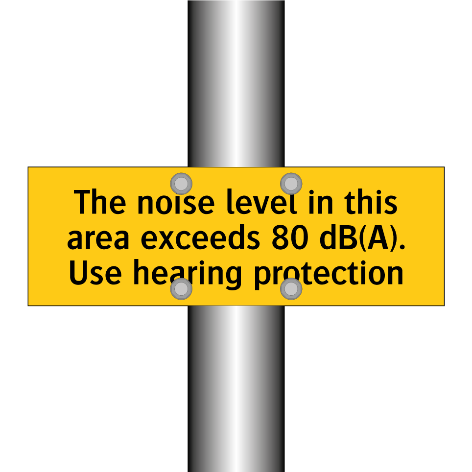 The noise level in this area exceeds 80 dB(A). Use hearing protection