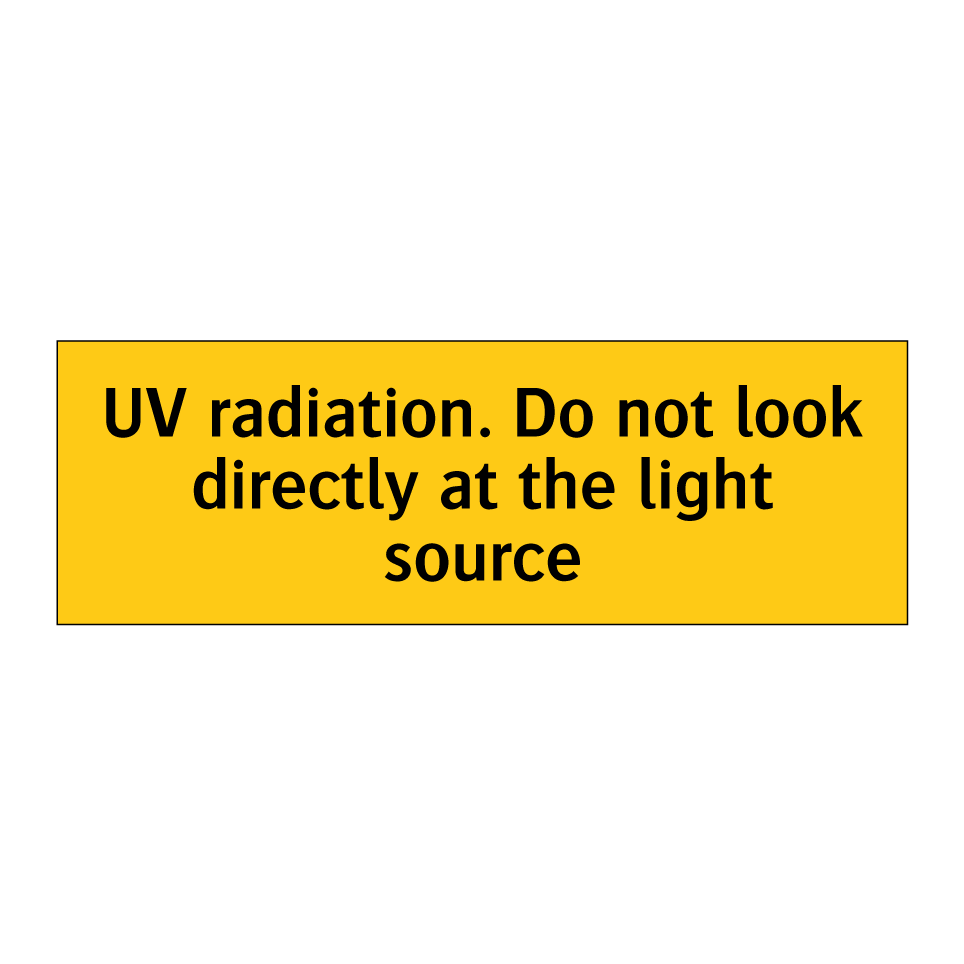 UV radiation. Do not look directly at the light source