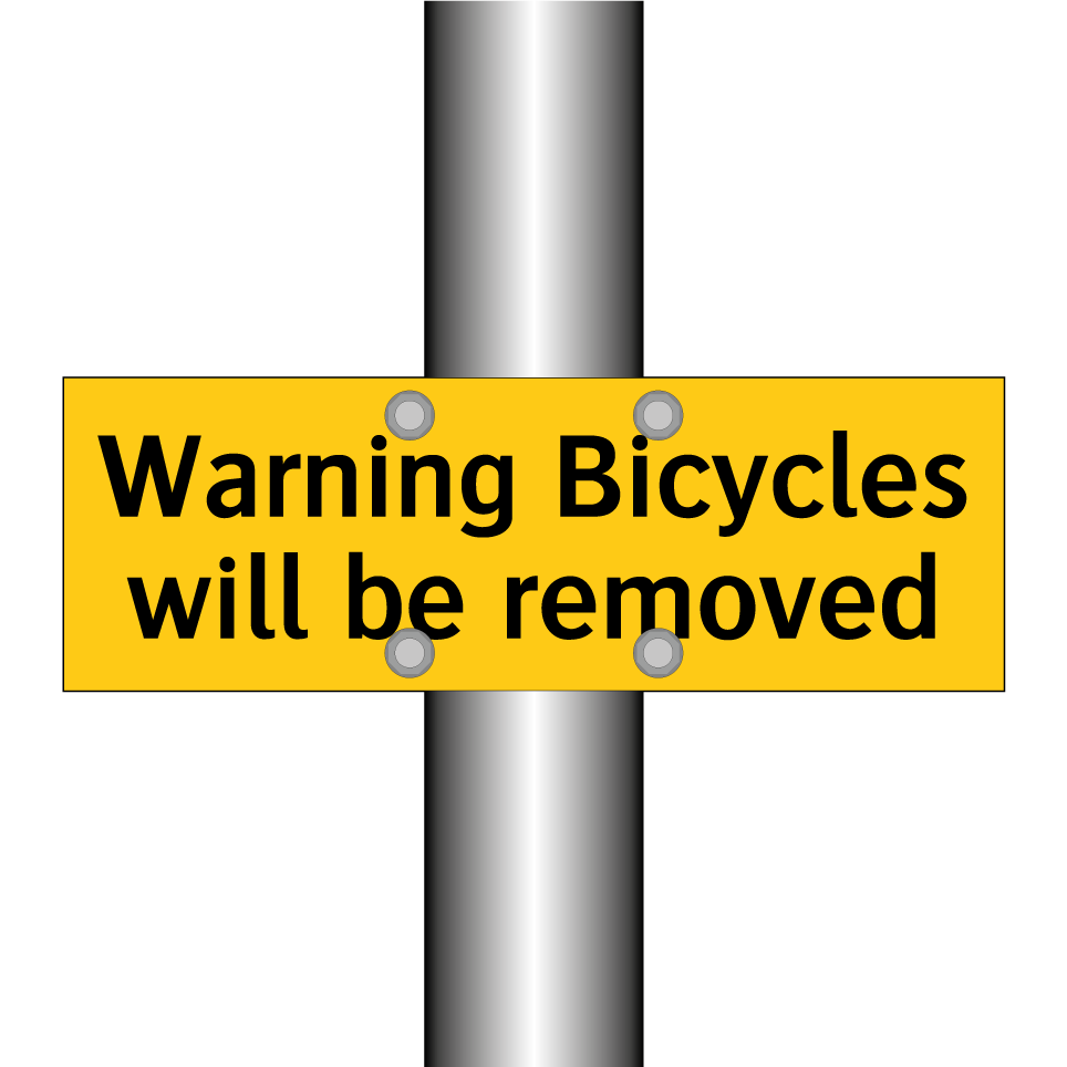 Warning Bicycles will be removed