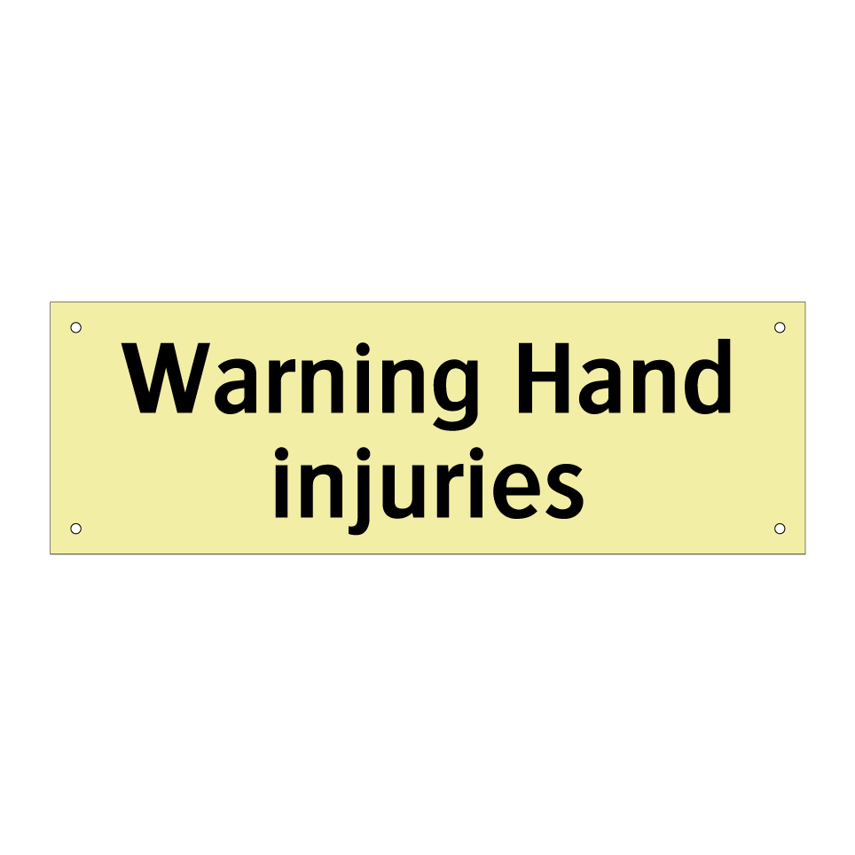 Warning Hand injuries
