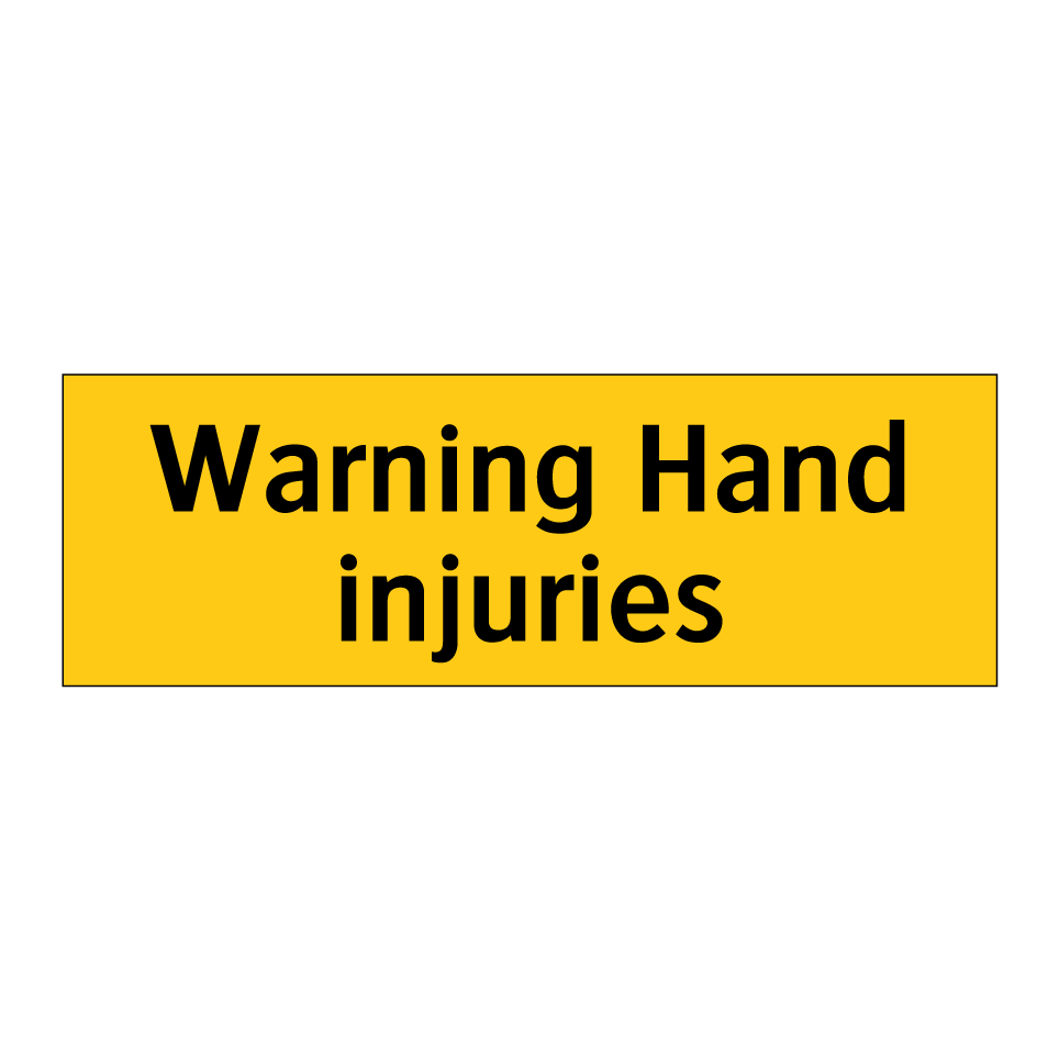 Warning Hand injuries