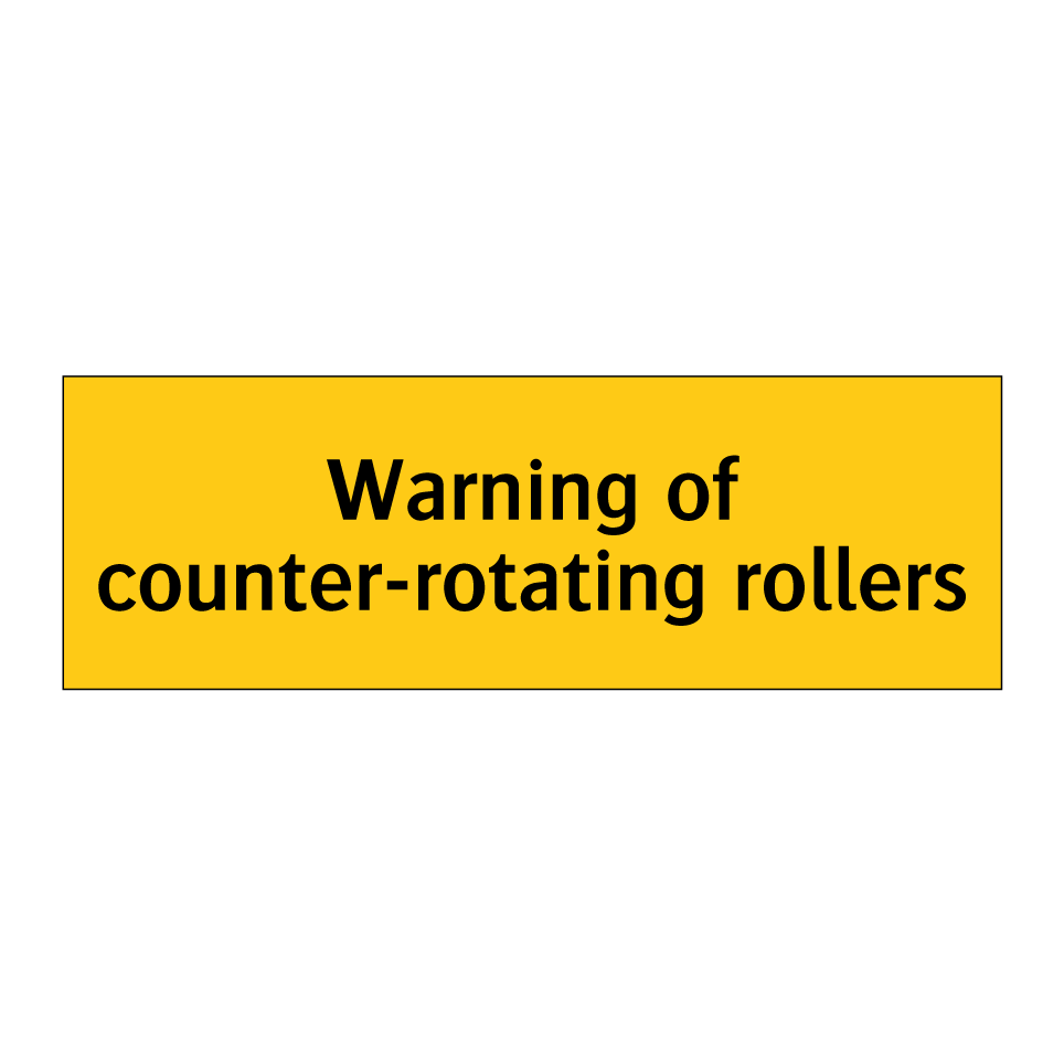 Warning of counter-rotating rollers