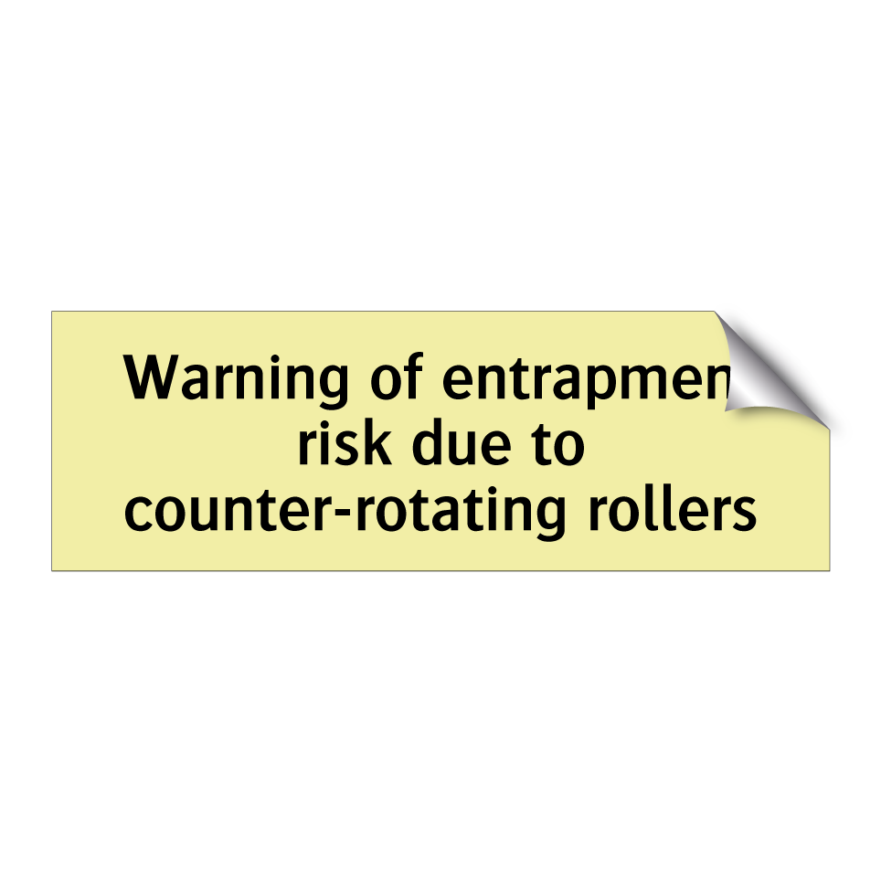Warning of entrapment risk due to counter-rotating rollers