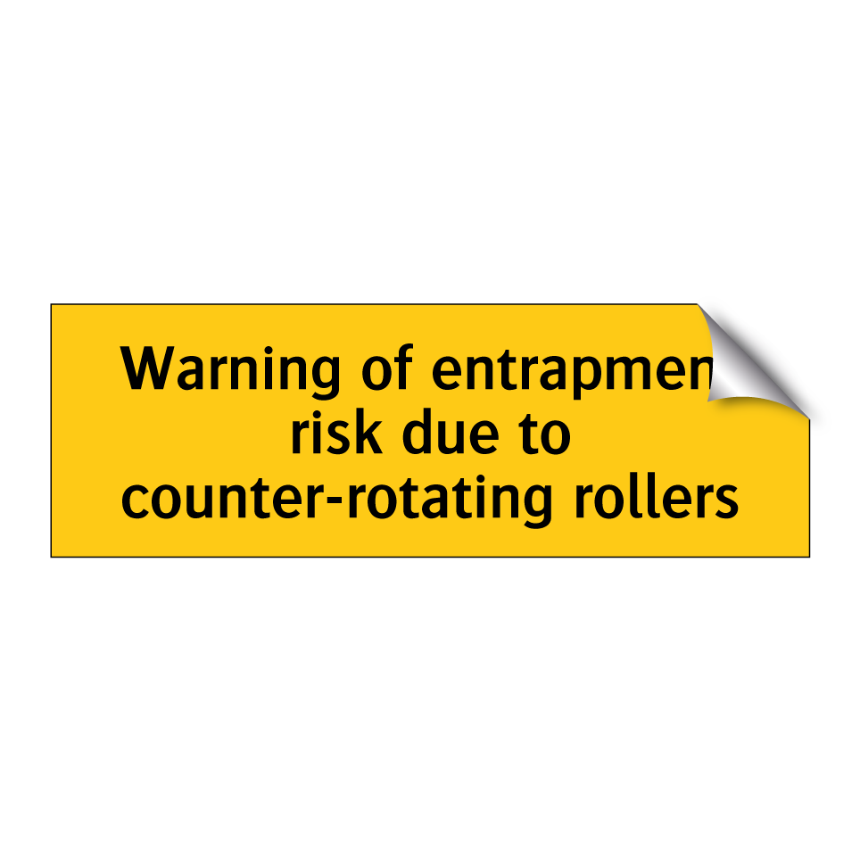 Warning of entrapment risk due to counter-rotating rollers