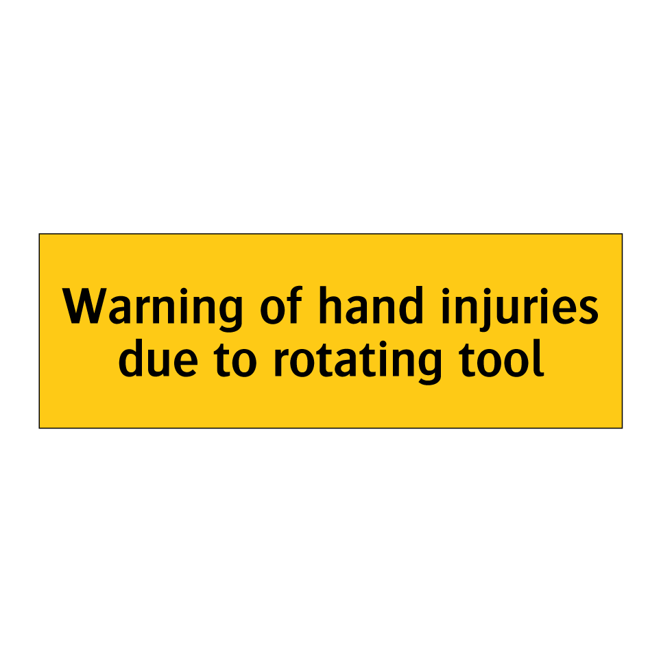 Warning of hand injuries due to rotating tool