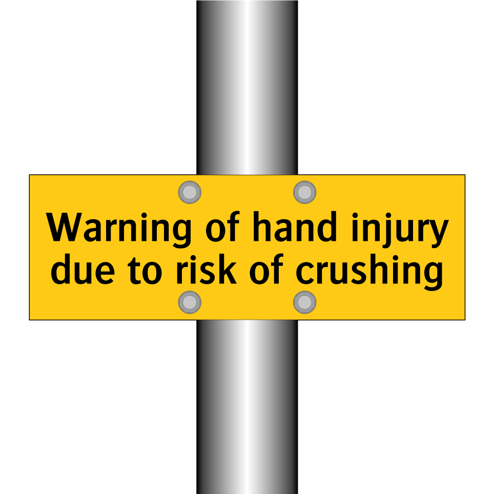 Warning of hand injury due to risk of crushing