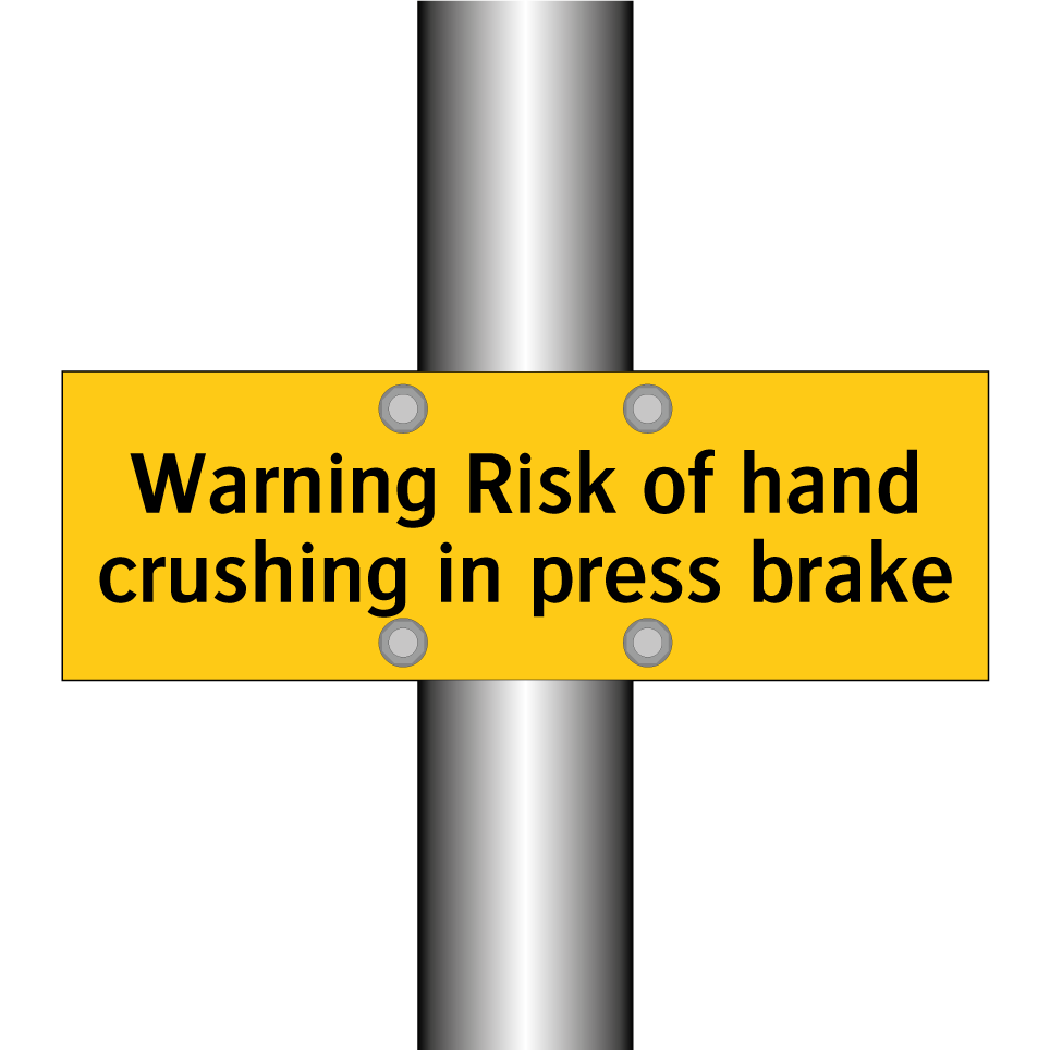 Warning Risk of hand crushing in press brake