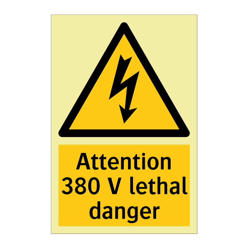Attention 380 V lethal danger