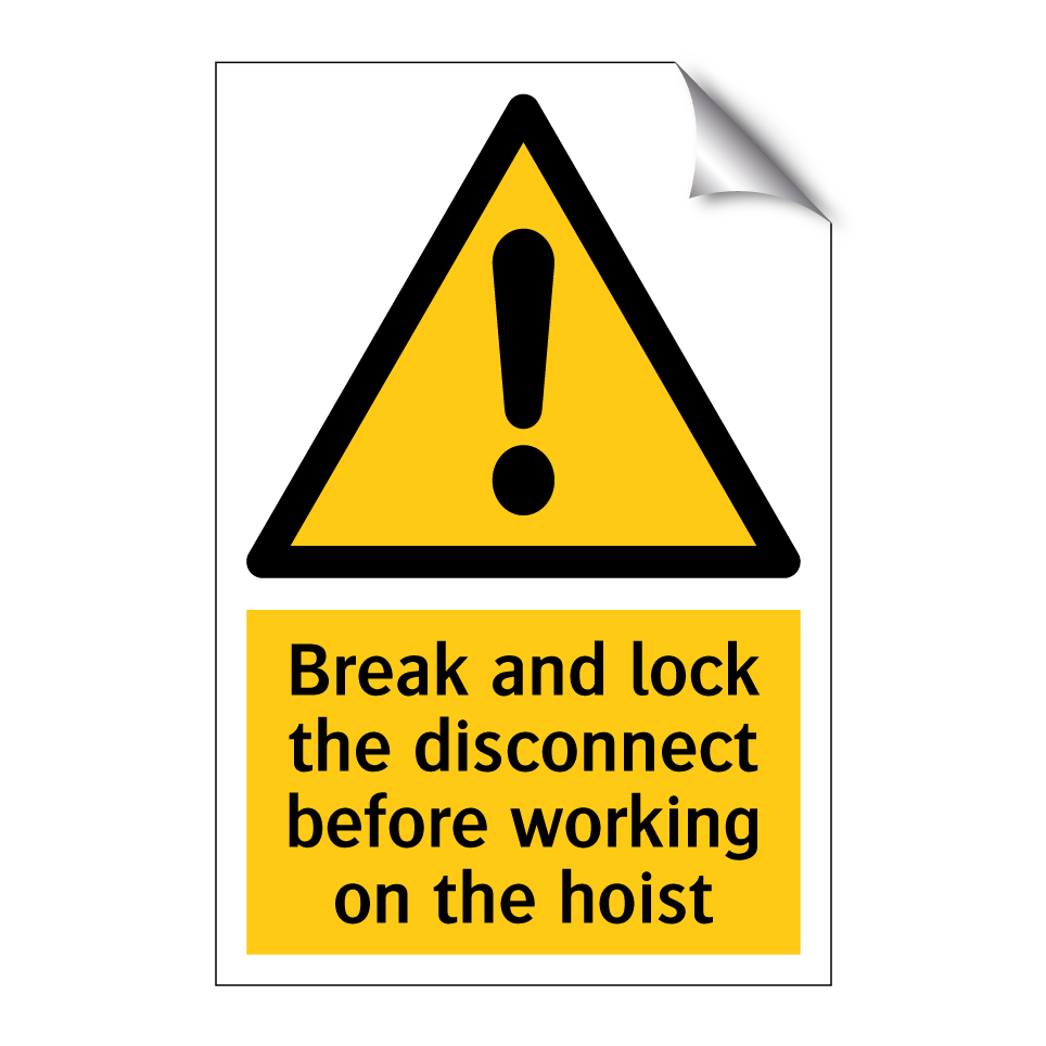 Break and lock the disconnect before working on the hoist