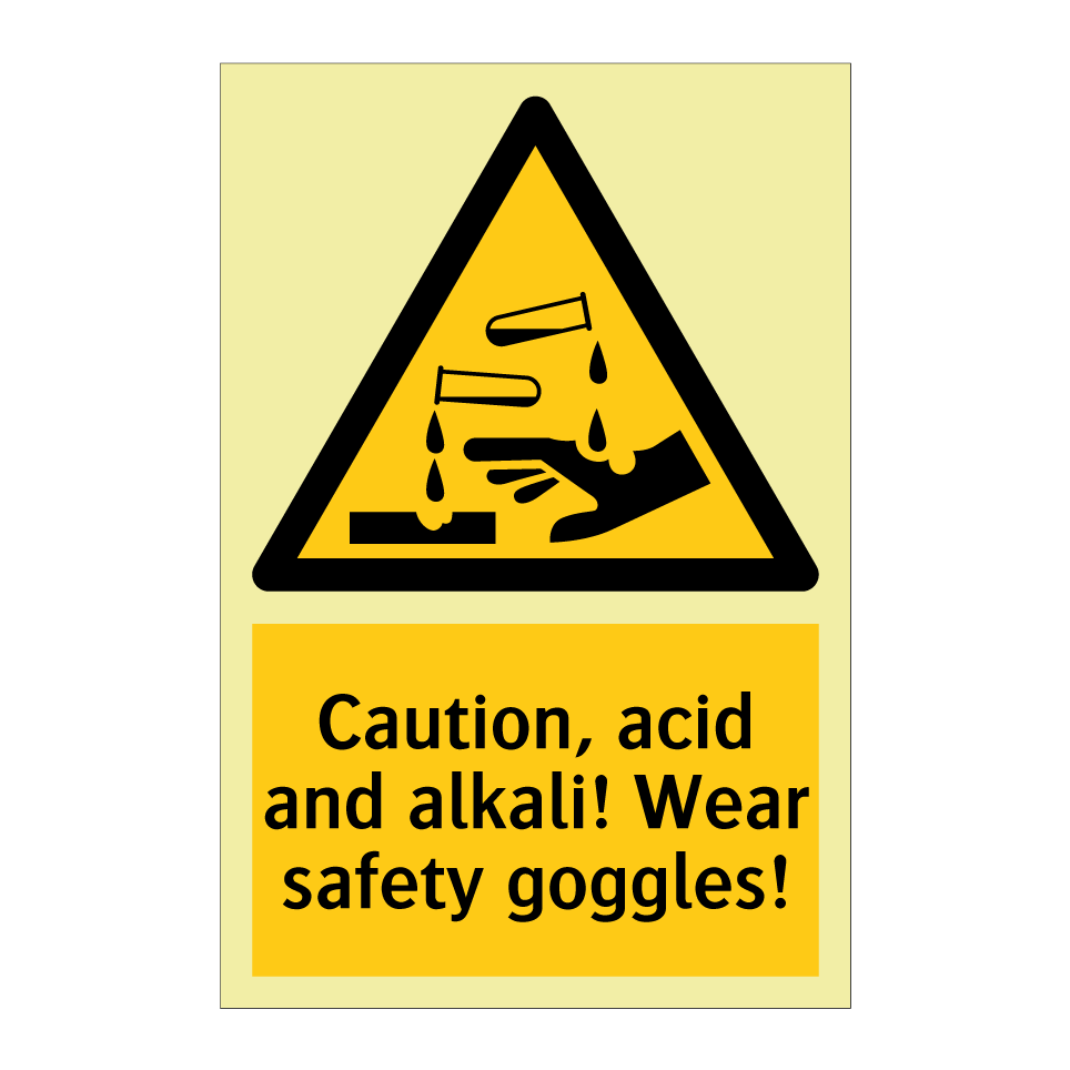 Caution, acid and alkali! Wear safety goggles!