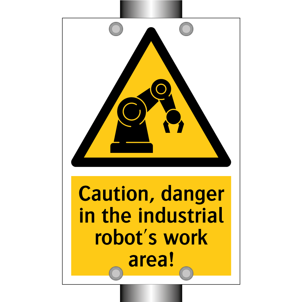 Caution, danger in the industrial robot's work area!