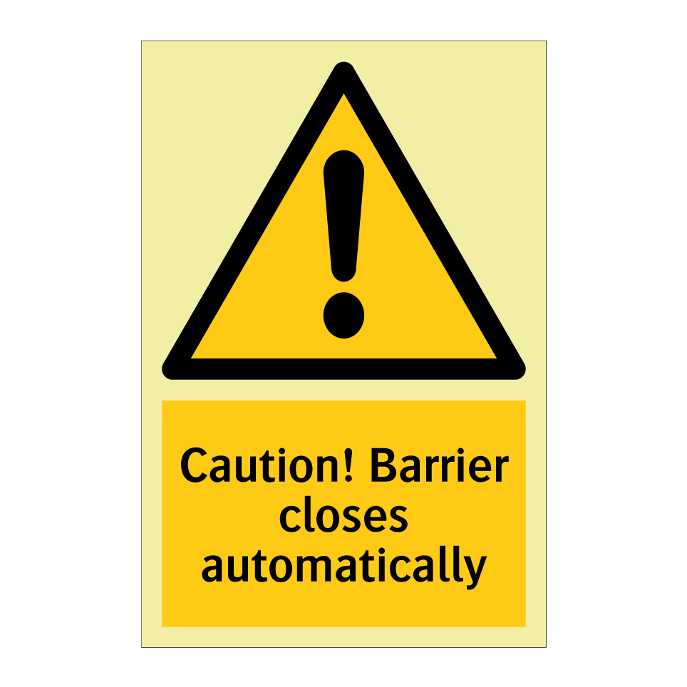 Caution! Barrier closes automatically
