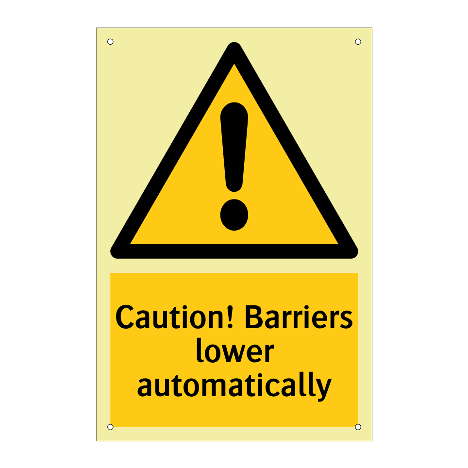 Caution! Barriers lower automatically
