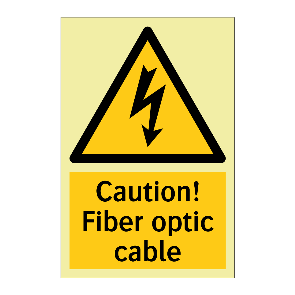 Caution! Fiber optic cable
