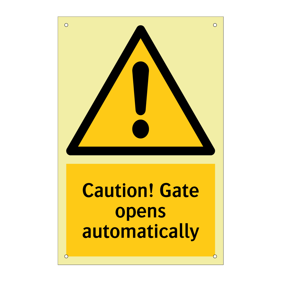 Caution! Gate opens automatically
