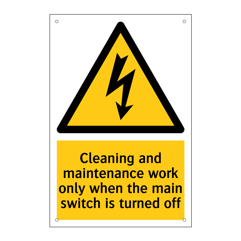 Cleaning and maintenance work only when the main switch is turned off