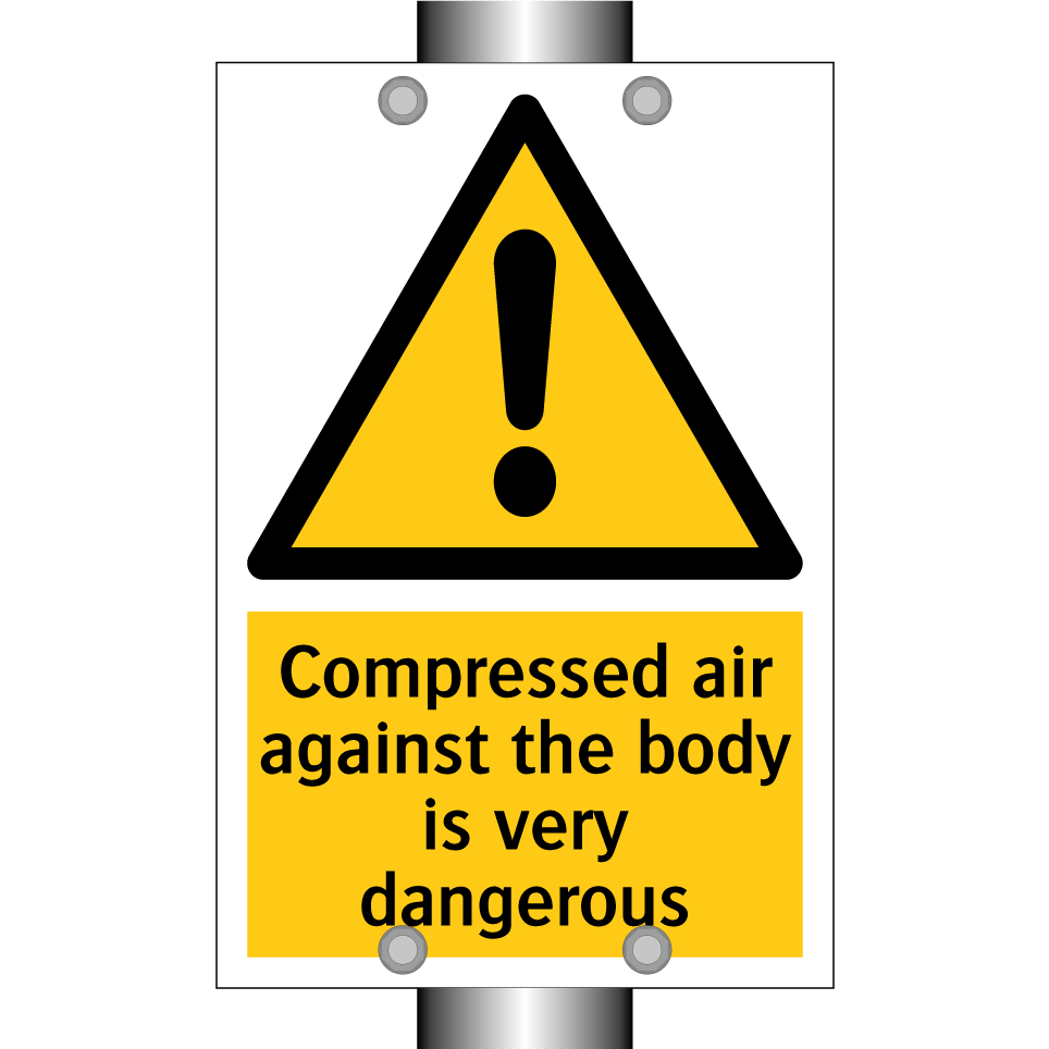Compressed air against the body is very dangerous