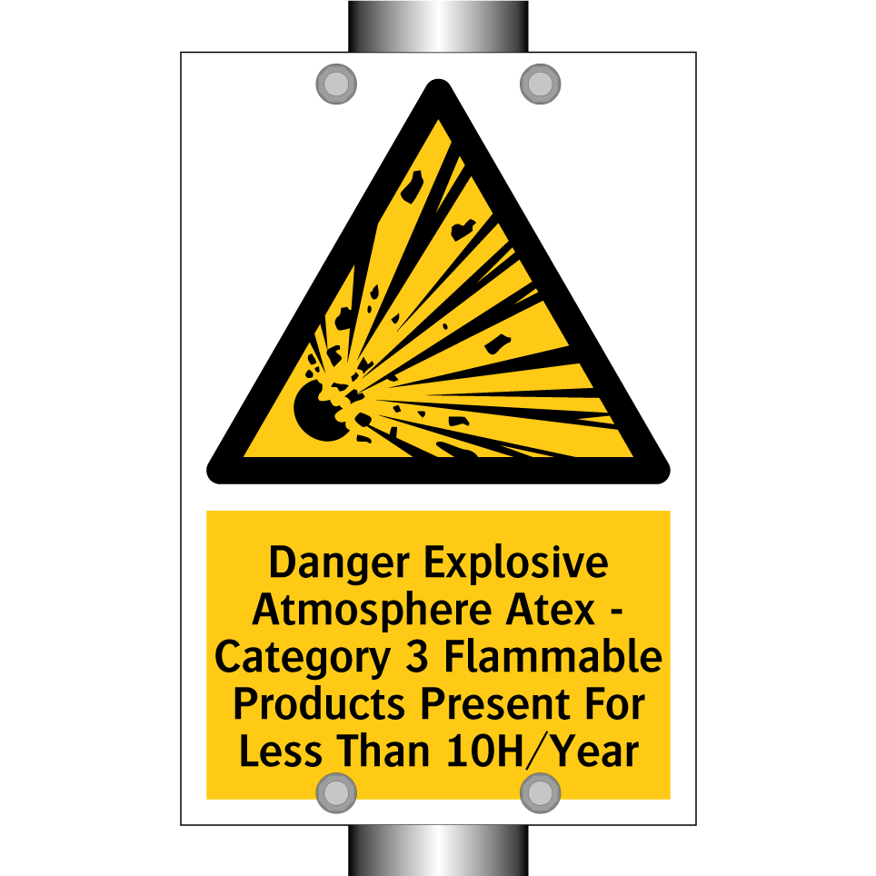 Danger Explosive Atmosphere Atex - Category 3 Flammable Products Present For Less Than 10H/Year