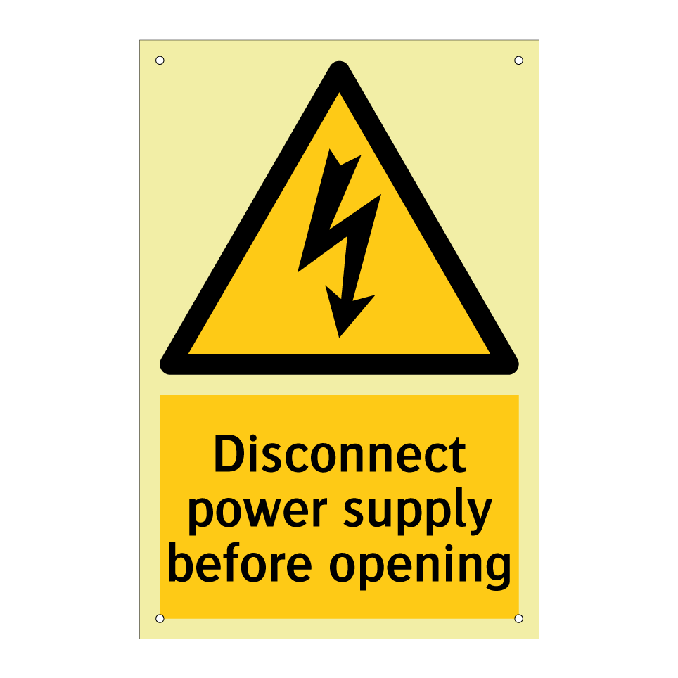 Disconnect power supply before opening