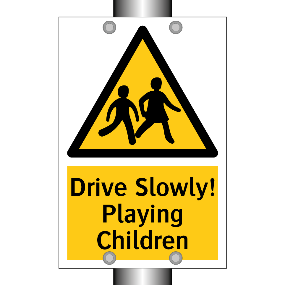 Drive Slowly! Playing Children