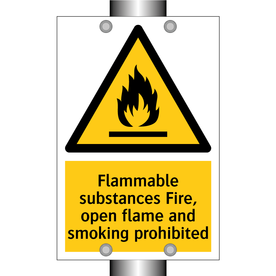 Flammable substances Fire, open flame and smoking prohibited