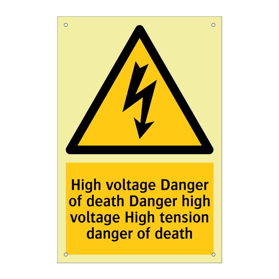 High voltage Danger of death Danger high voltage High tension danger of death