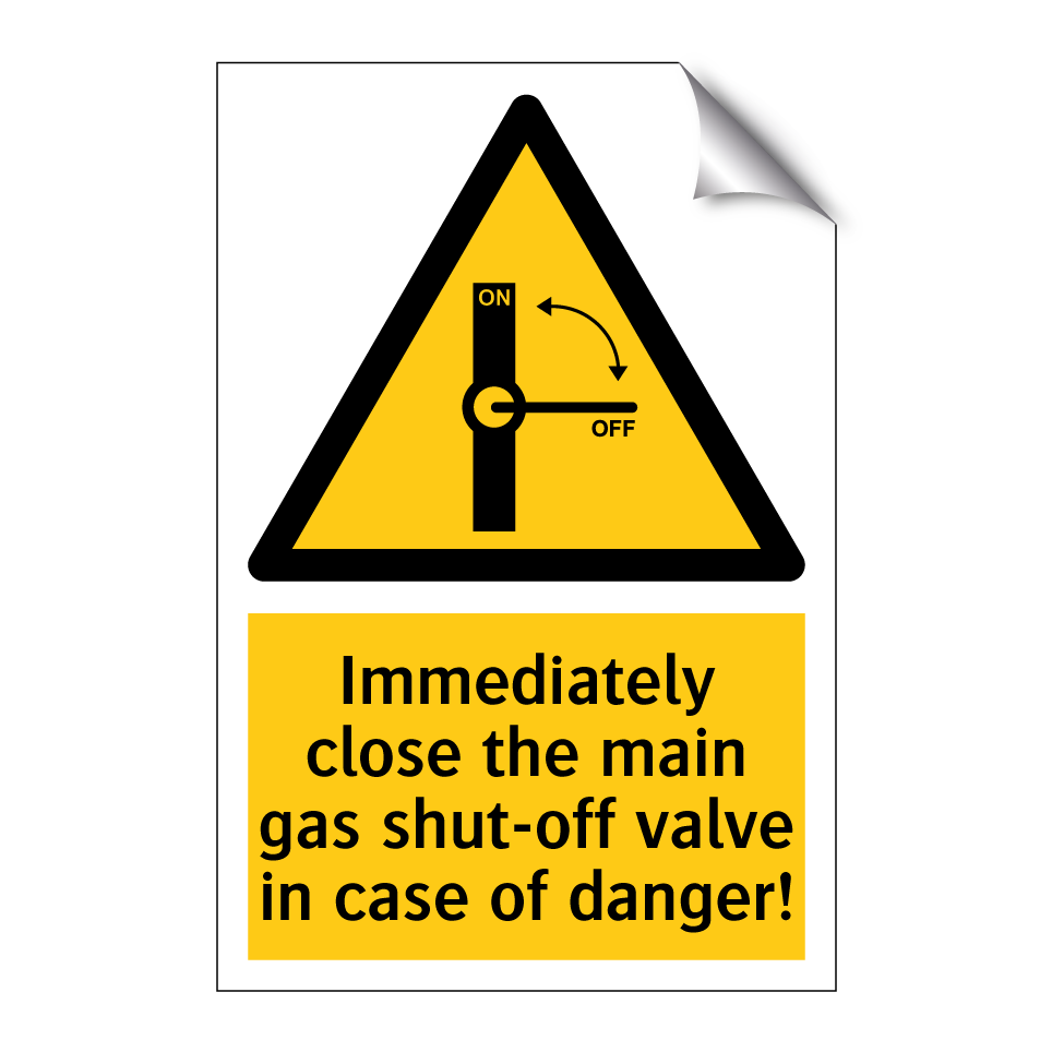 Immediately close the main gas shut-off valve in case of danger!