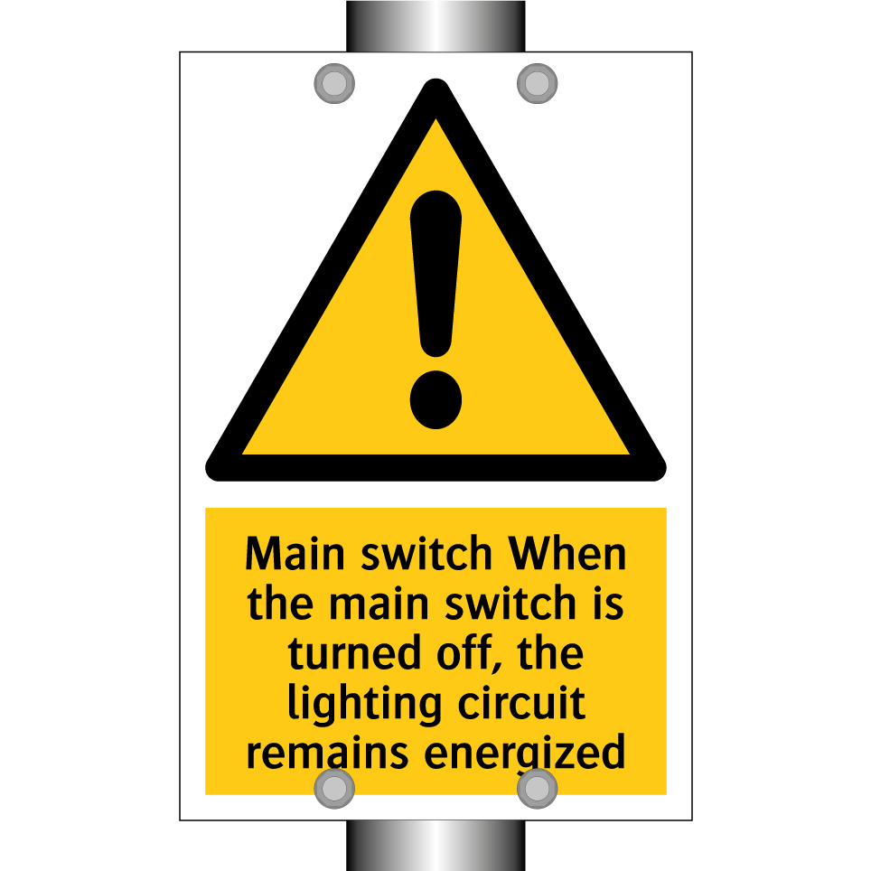 Main switch When the main switch is turned off, the lighting circuit remains energized
