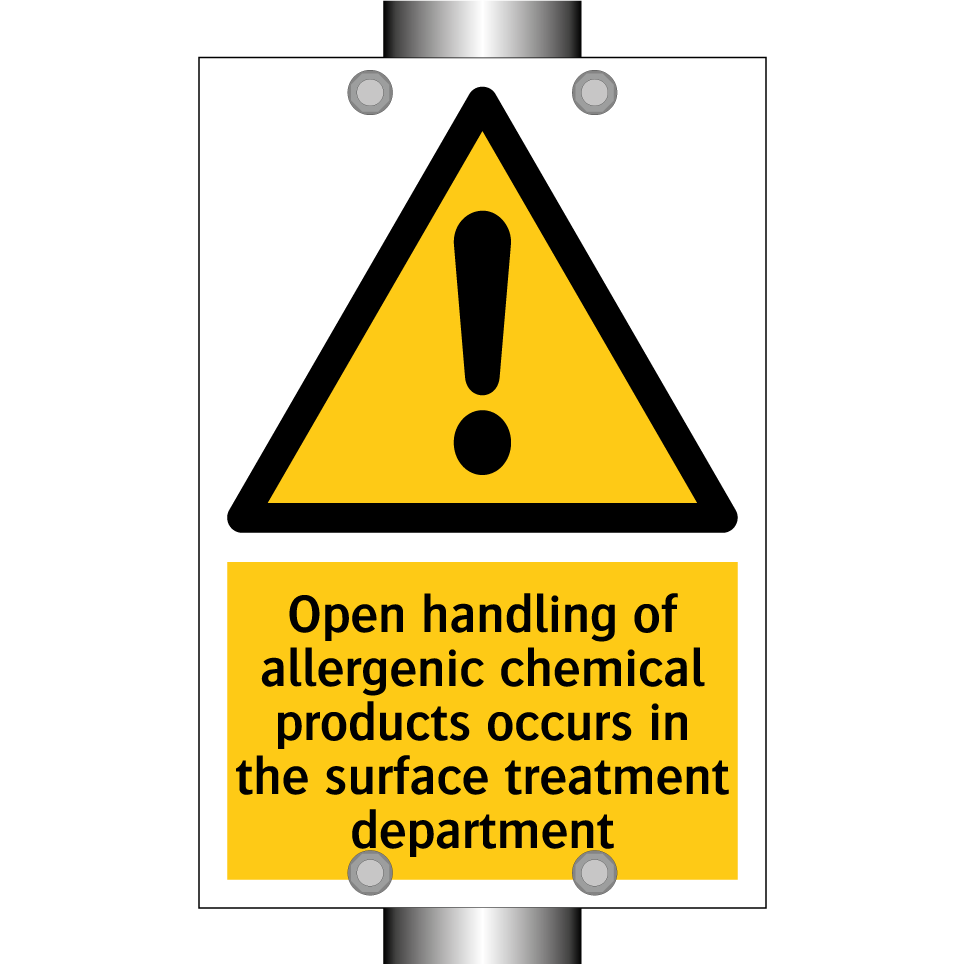 Open handling of allergenic chemical products occurs in the surface treatment department