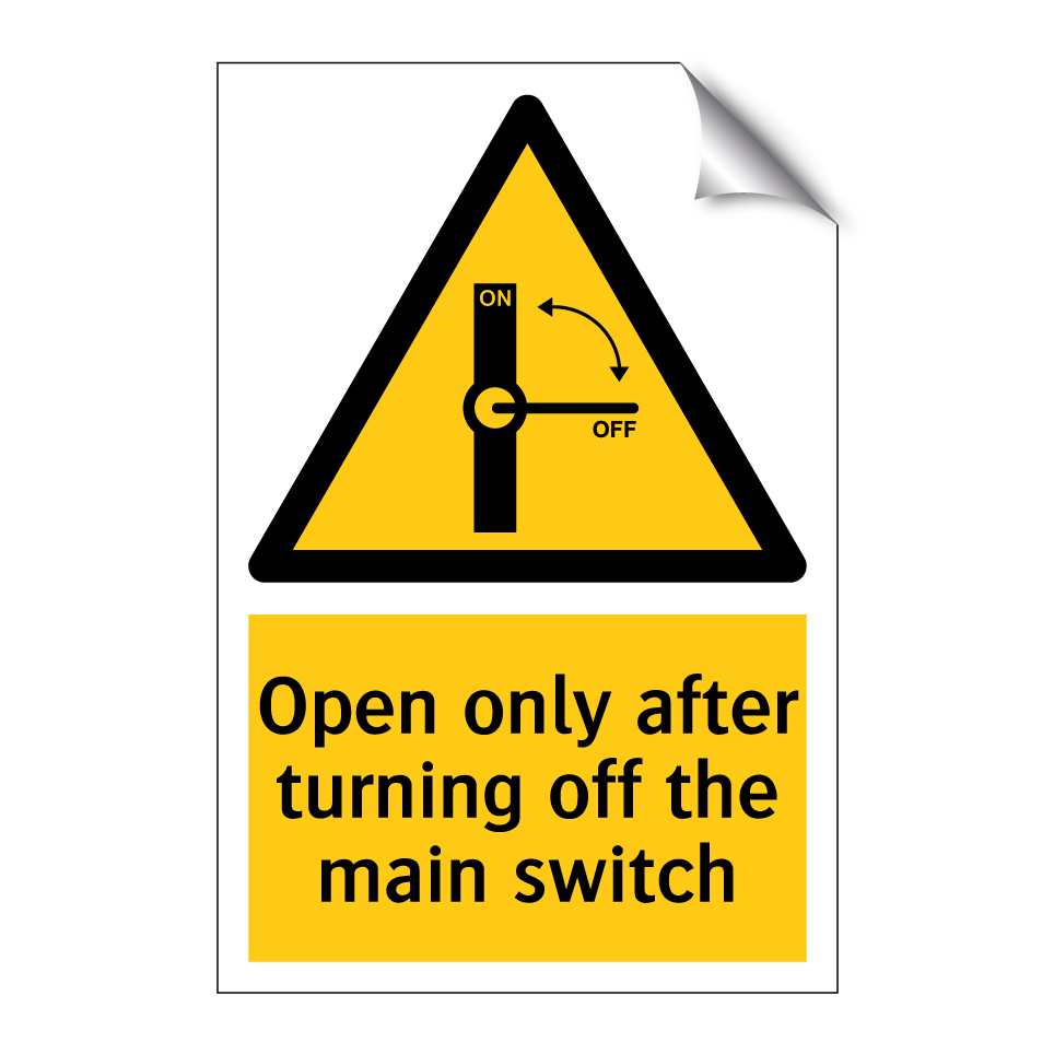 Open only after turning off the main switch