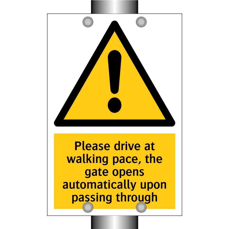 Please drive at walking pace, the gate opens automatically upon passing through
