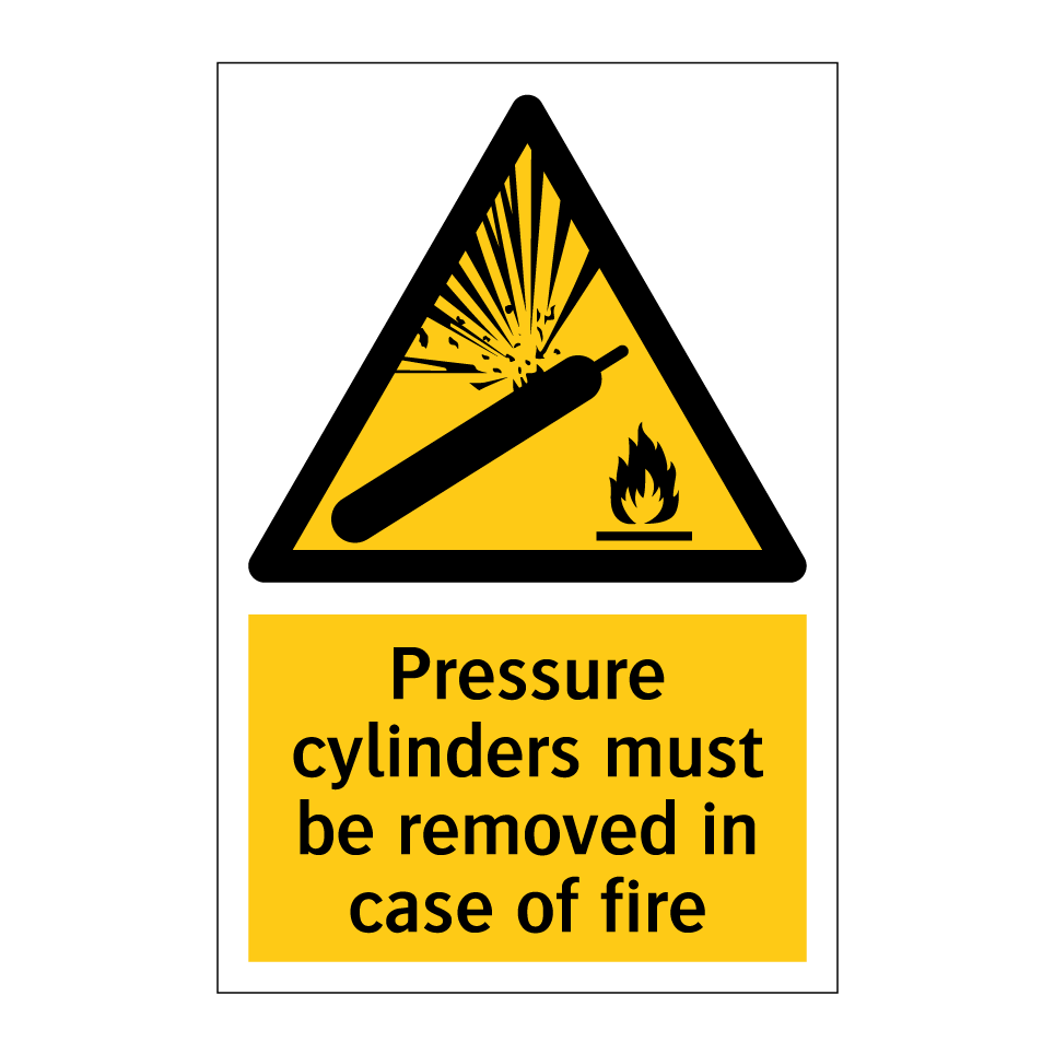 Pressure cylinders must be removed in case of fire