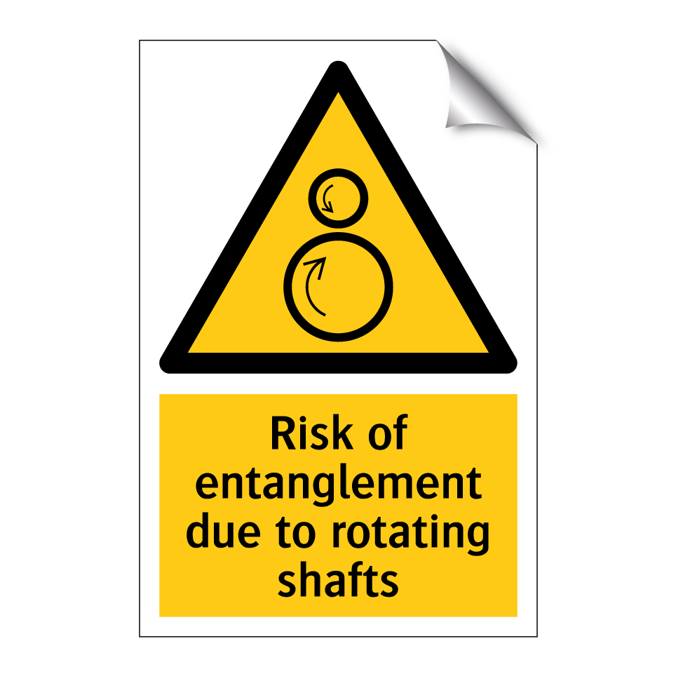 Risk of entanglement due to rotating shafts
