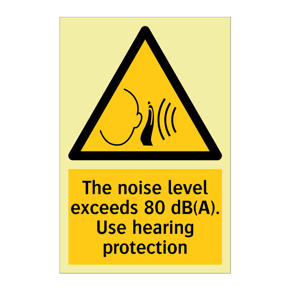 The noise level exceeds 80 dB(A). Use hearing protection