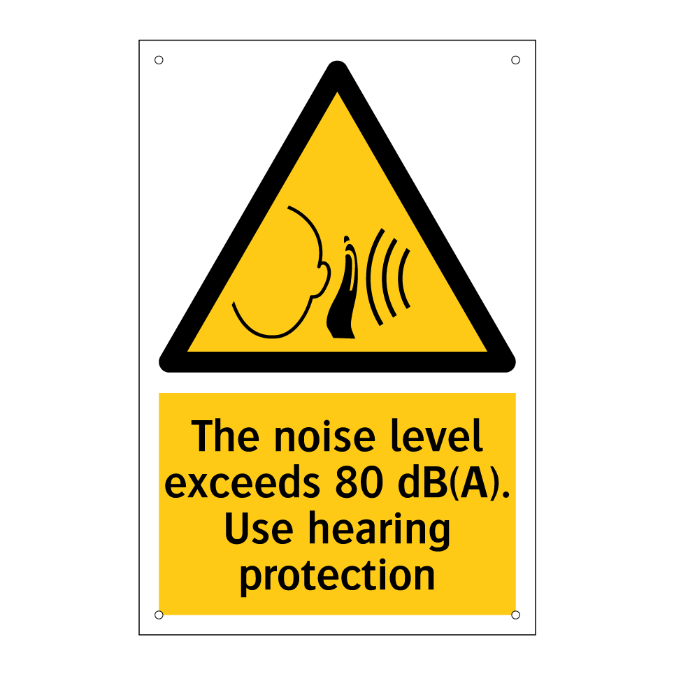 The noise level exceeds 80 dB(A). Use hearing protection
