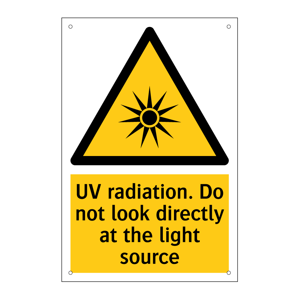 UV radiation. Do not look directly at the light source