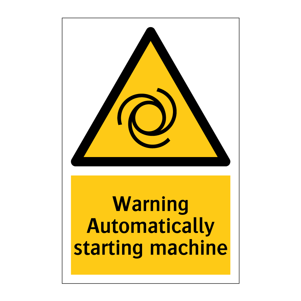 Warning Automatically starting machine