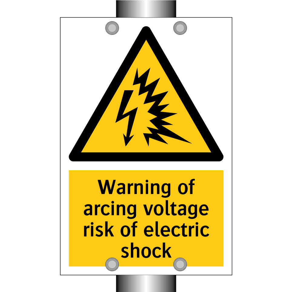 Warning of arcing voltage risk of electric shock