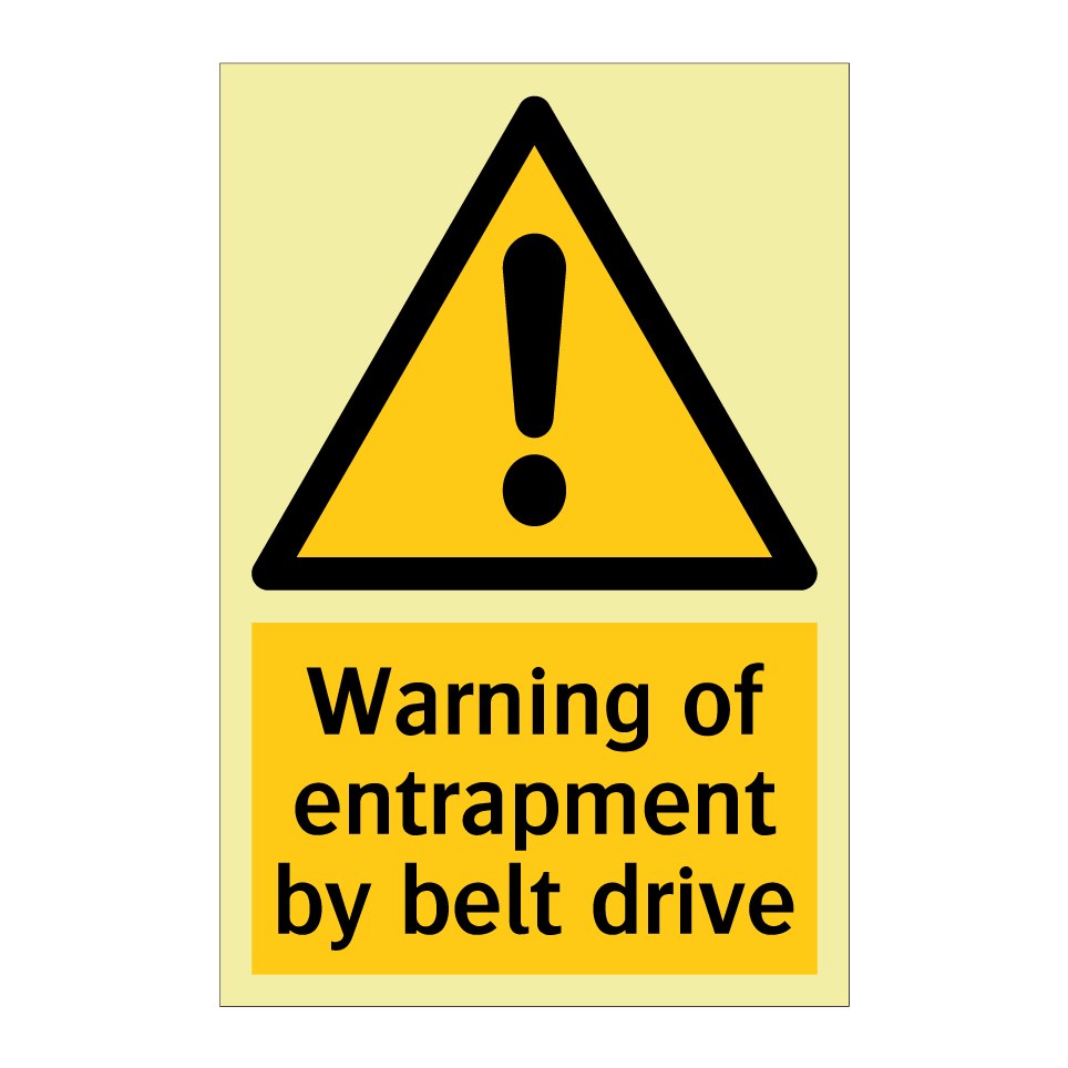 Warning of entrapment by belt drive