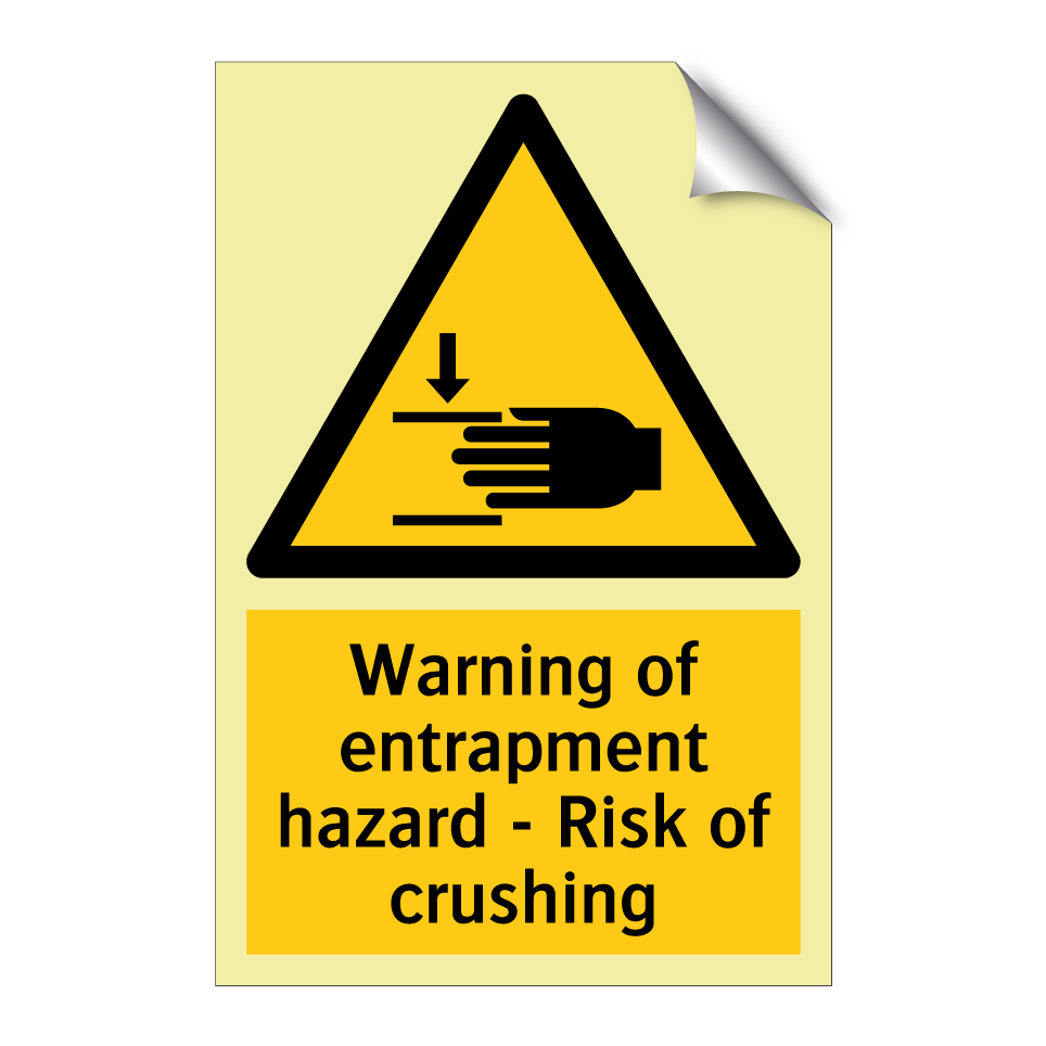 Warning of entrapment hazard - Risk of crushing