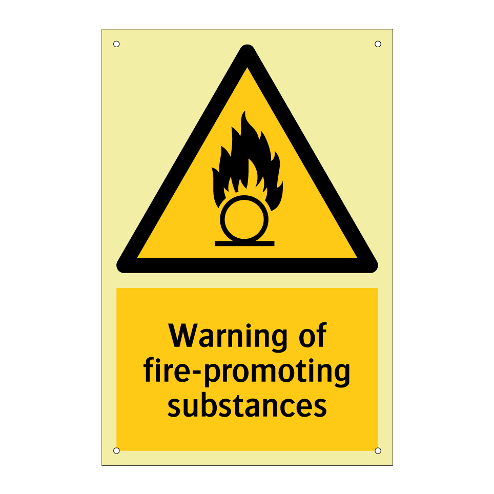 Warning of fire-promoting substances