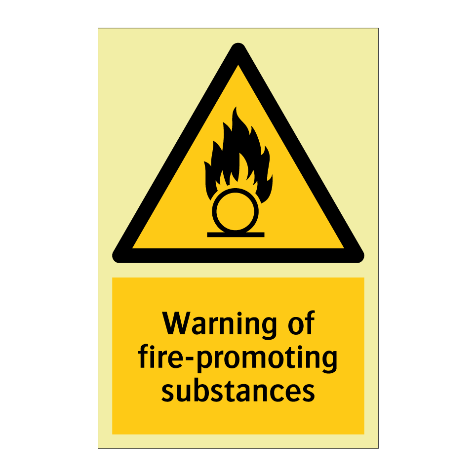 Warning of fire-promoting substances