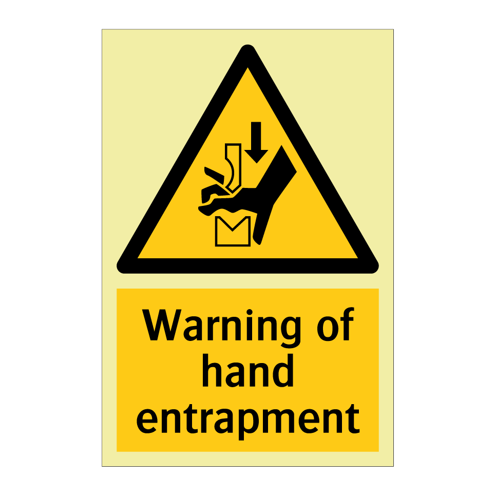Warning of hand entrapment