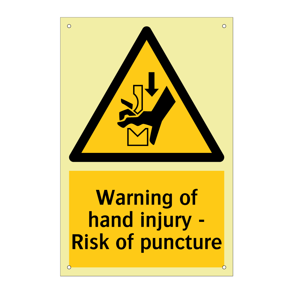 Warning of hand injury - Risk of puncture