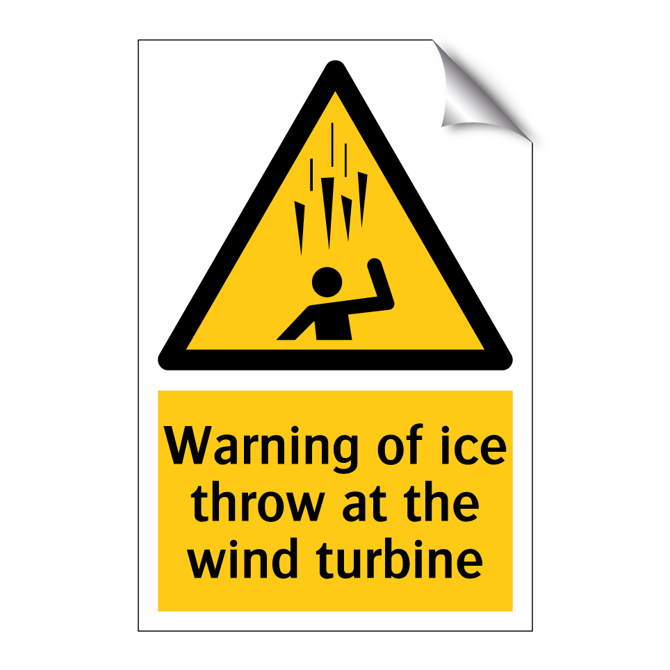 Warning of ice throw at the wind turbine
